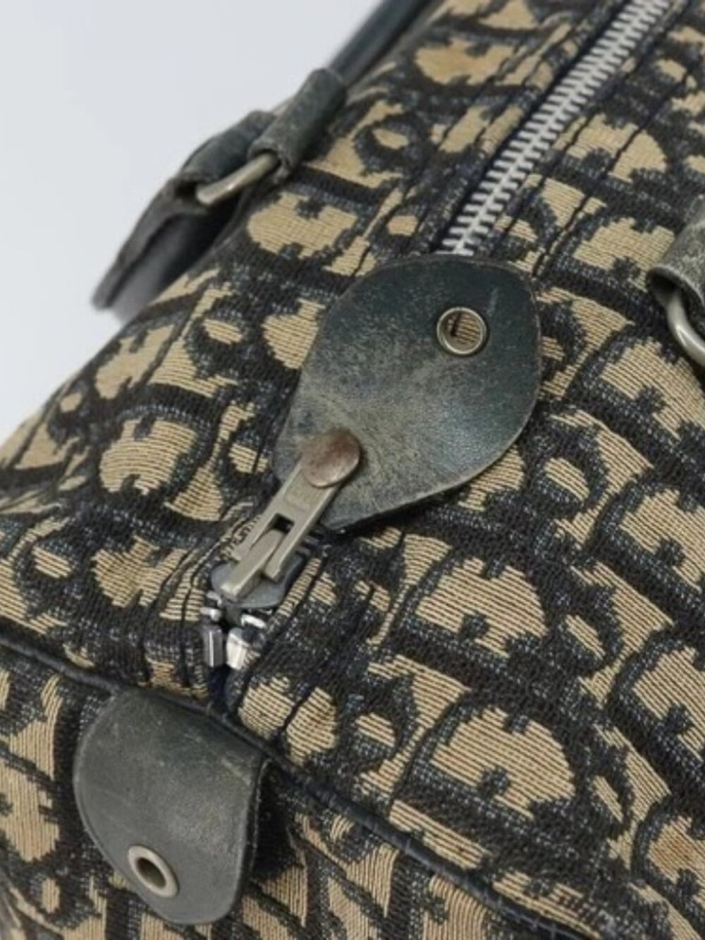 Christian Dior Trotter Canvas Boston Bag Navy Silver Auth 164140 - Picture 9 of 16